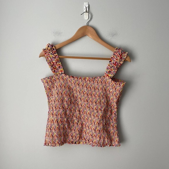 Anthropologie Maeve Women's Multicolor Smocked Cotton Top Size Large - Picture 4 of 4